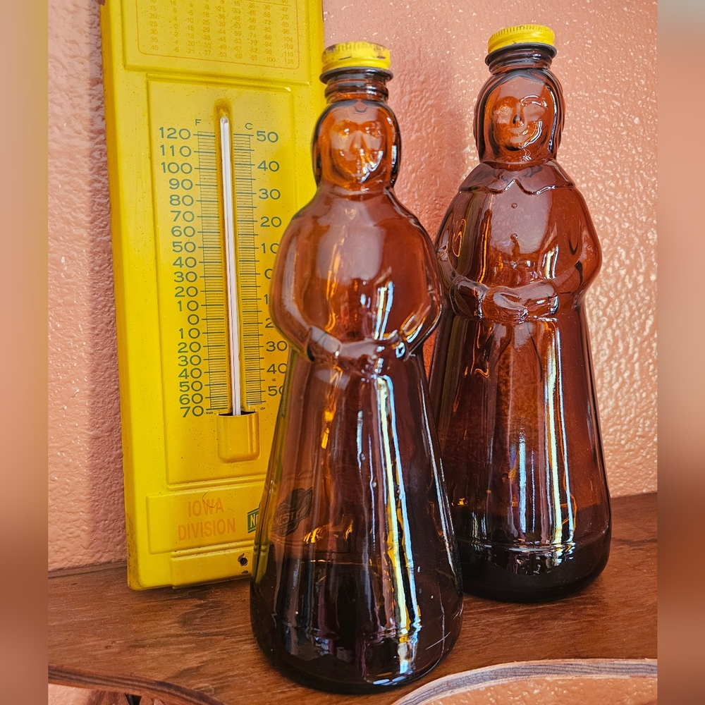Vintage Mrs. Butterworth Syrup Bottle with Lids, decor, kitchen